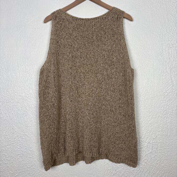 Amy Brill Beige Open Knit Sleeveless Tunic Mohair Blend Sweater Top Lagenlook OS - Picture 1 of 3